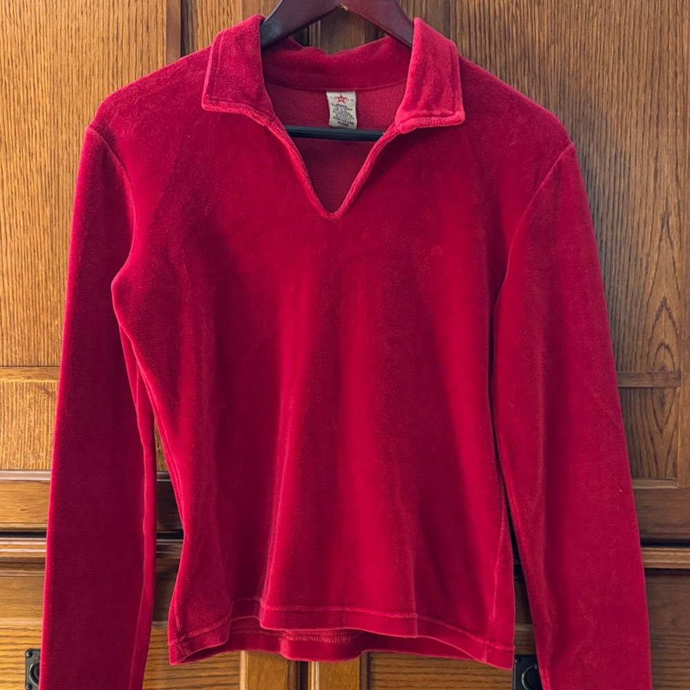 VTG American Eagle Outfitters V-neck Velour Collared Plush Top 90s Y2K Baddie